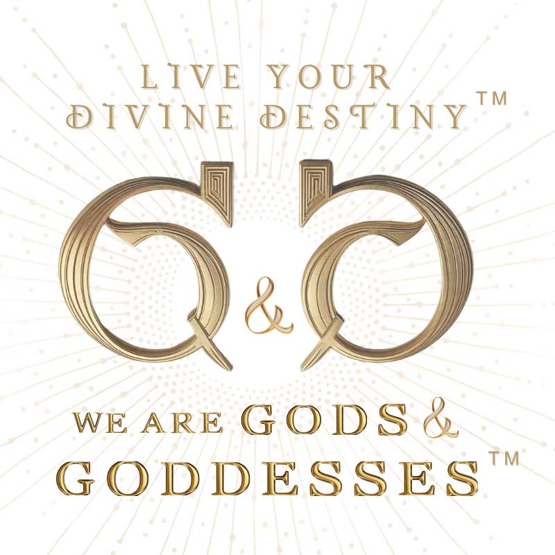 Golden Gods and Goddesses logo with divine destiny spiritual empowerment design.